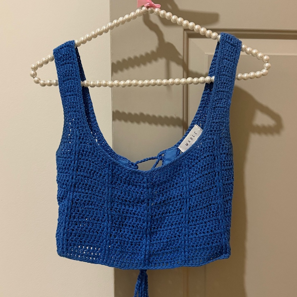 Mable Blue Crochet Crop Top